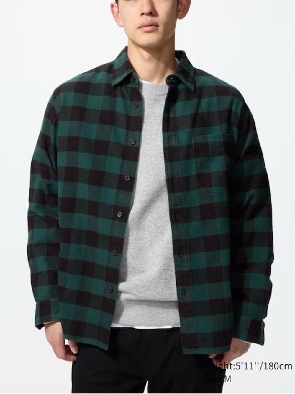 NWT Uniqlo Dark Green Checked Flannel